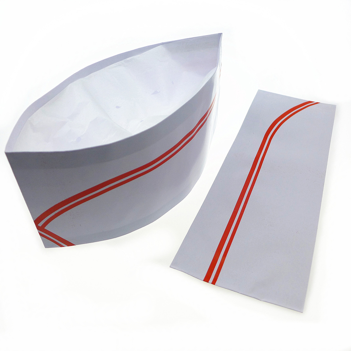 Juego de gorro de chef de papel desechable Gorro de chef de cocina ajustable para restaurantes de comida, refrescos, cocina casera, escuela, clases, equipo de catering o fiesta de cumpleaños Blanco-rojo