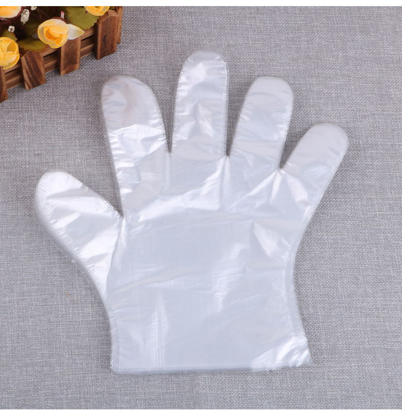 Guantes desechables de poliéster con puño largo para manipulación de alimentos de HDPE, talla única 