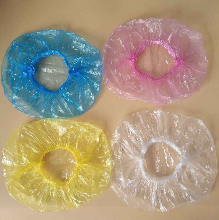 Gorros de ducha desechables, gorro de baño grueso transparente de plástico y gorros de baño gruesos e impermeables para tratamiento del cabello, spa, hotel y peluquería, uso doméstico, viajes portátiles, tamaño grande 20.5'