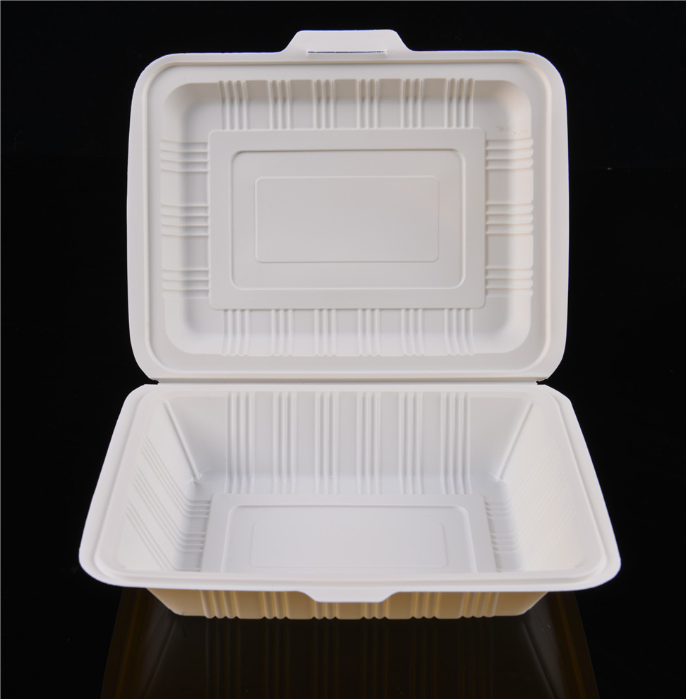 Material de almidón de maíz biodegradable compostable para microondas, fiambreras para envasado de alimentos/contenedor de comida, caja para llevar con tapa ecológica