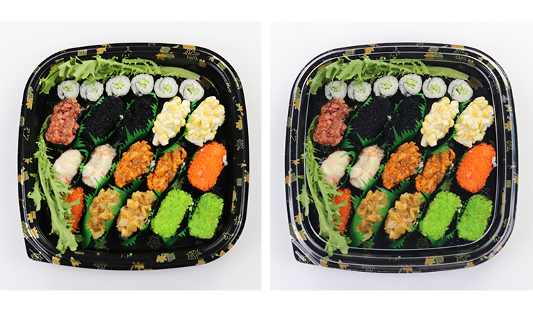 Bandeja de embalaje de sushi antivaho de plástico cuadrado desechable de venta caliente/bandeja de contenedor de sushi