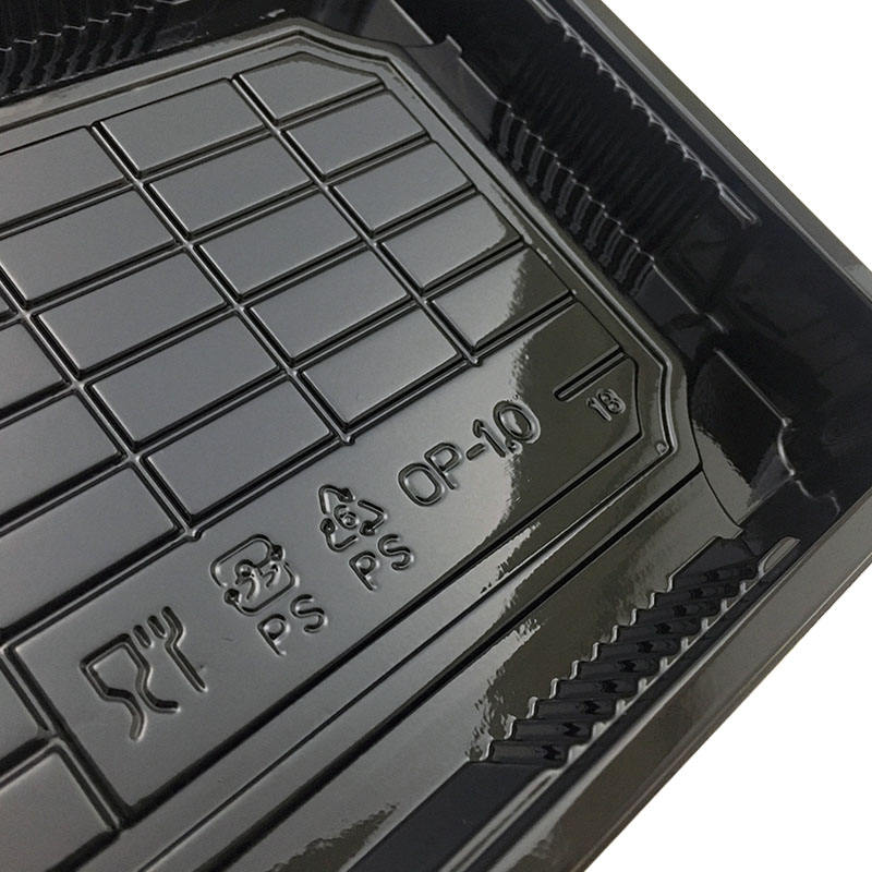 Venta al por mayor personalizada Bento rectangular para servir envases para llevar bandeja de sushi para llevar Caja de sushi de plástico desechable con tapa