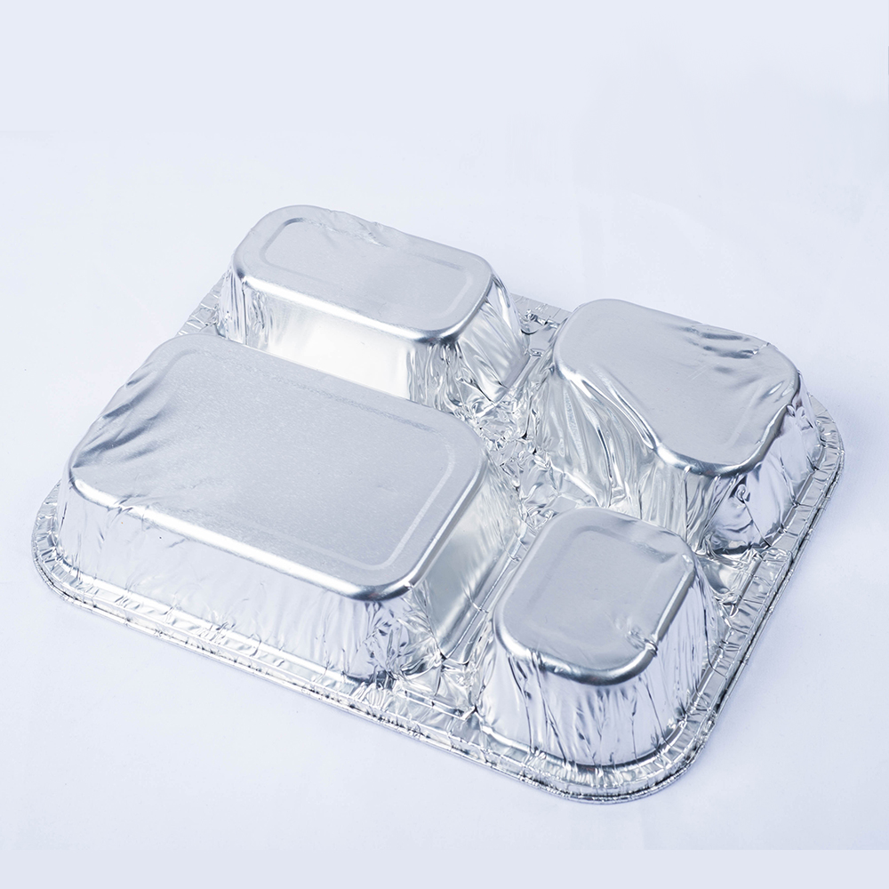 Bandeja de aluminio de calidad alimentaria Envase de papel de aluminio de 3 compartimentos