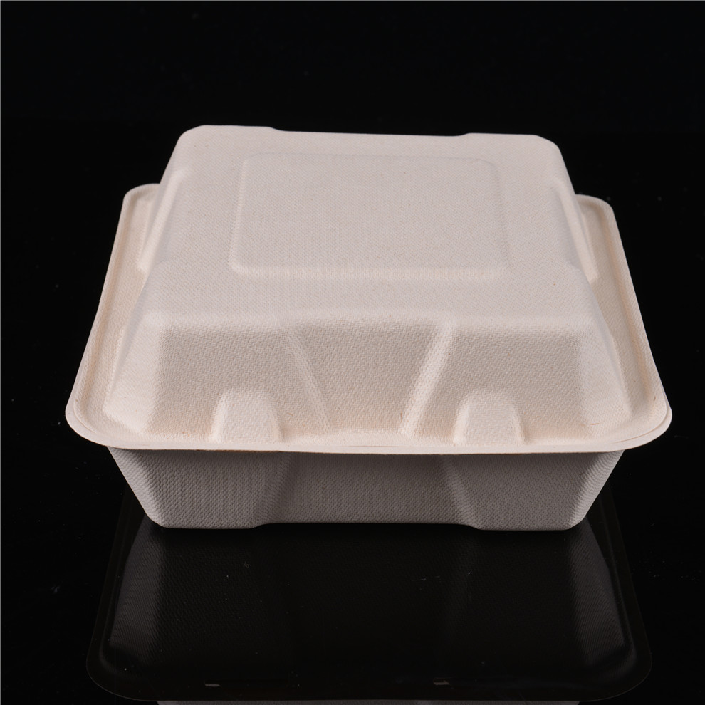 Producto biodegradable comida china bento para llevar fiambrera grande de pulpa de bagazo de caña de azúcar con tapa