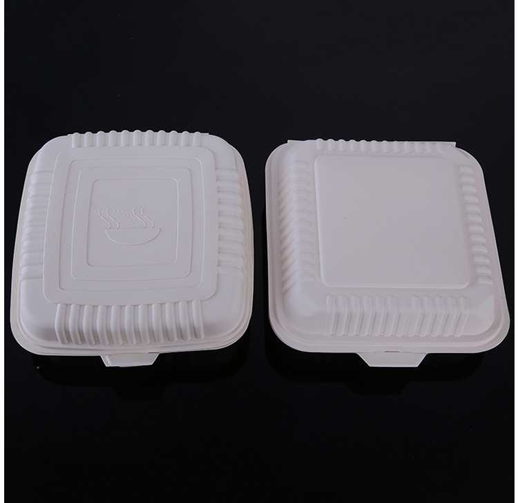 Caja biodegradable de la hamburguesa de la hamburguesa del bagazo 6x6 de la caña de azúcar