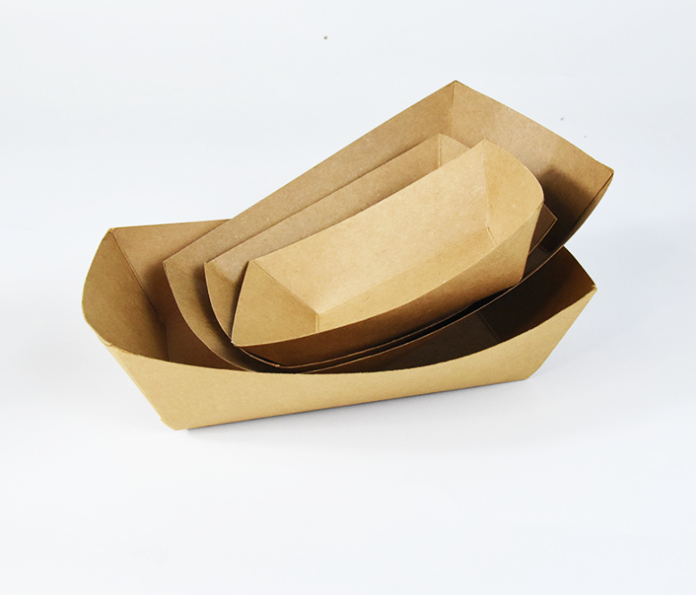 Paquete disponible amistoso de la caja del barco de la bandeja de papel del microprocesador de las patatas fritas del pan de Eco