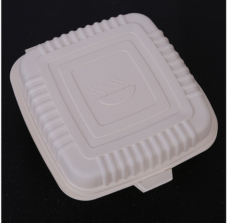 Caja biodegradable de la hamburguesa de la hamburguesa del bagazo 6x6 de la caña de azúcar